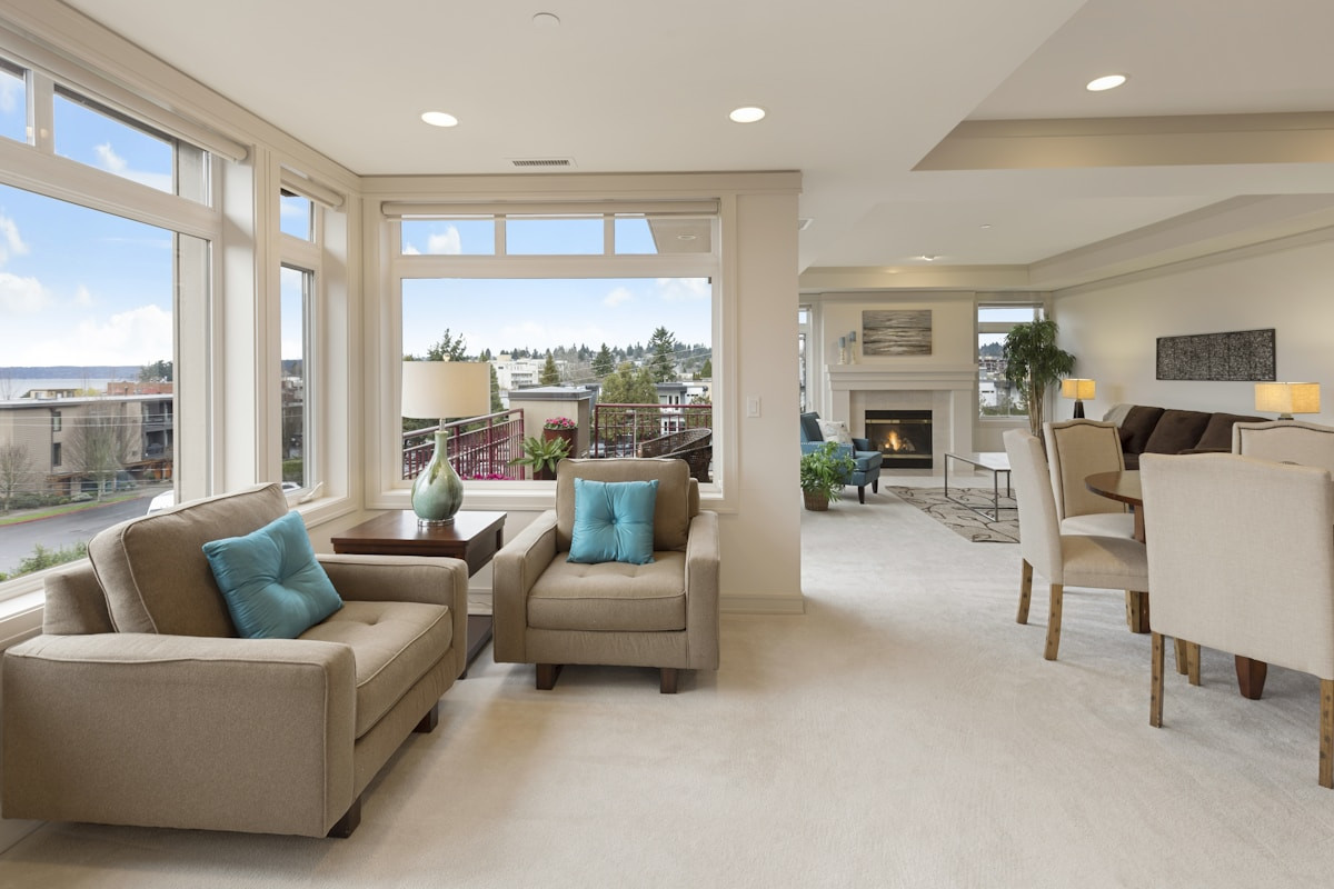 Modern apartment interior with living space and natural light.